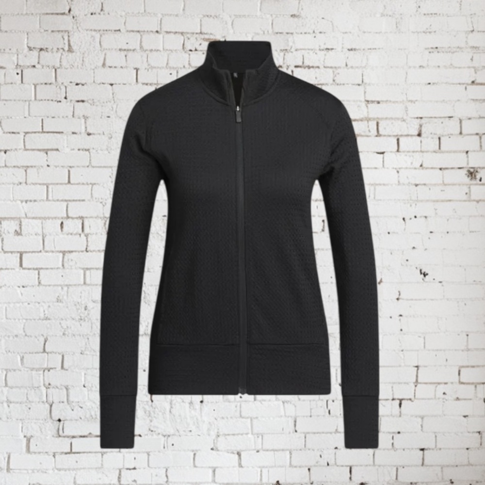 Adidas Black Textured Zip-Up Women’s Lightweight Jacket